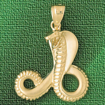 Dazzlers Jewelry Cobra Snake Pendant Necklace Charm Bracelet in Yellow, White or Rose Gold 2402, MP…