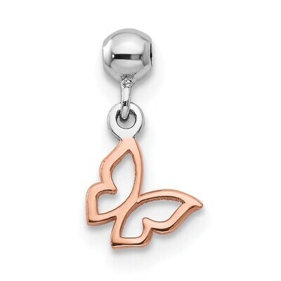 Butterfly Charm Sterling Silver Rhodium &amp; Rose Tone QMM109, MPN: QMM109,