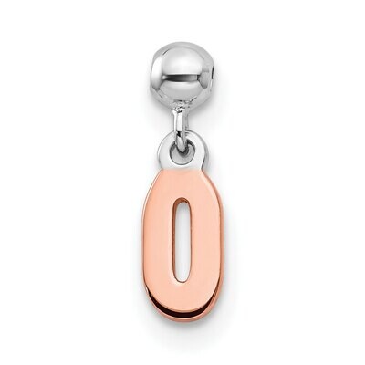 Number 0 Charm Sterling Silver Rhodium &amp; Rose Tone QMM191N0, MPN: QMM191N0,