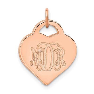 Polished Monogram Heart Charm Sterling Silver Rose-plated XNA511RP, MPN: XNA511RP,