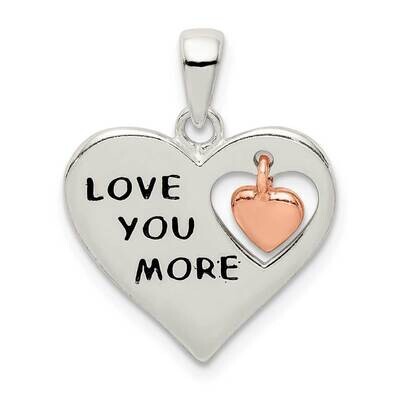 Rose Enamel LOVE YOU MORE Heart Pe Sterling Silver QC9430, MPN: QC9430, 886774022345