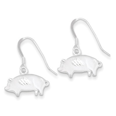 Pig Earrings Sterling Silver Satin QE3320, MPN: QE3320, 886774112565