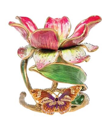 Jay Strongwater Aimee Floral 7 Inch Pillar Candle Holder SDH2370-476, MPN: SDH2370-476, 848510 0401…