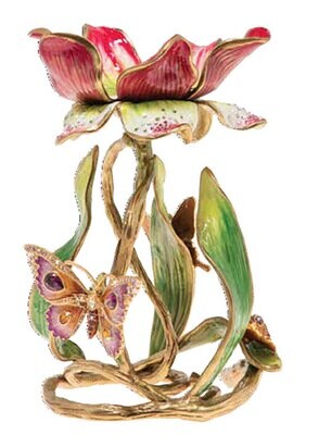 Jay Strongwater Meredith Floral 9 Inch Pillar Candle Holder SDH2371-476, MPN: SDH2371-476, 848510 0…