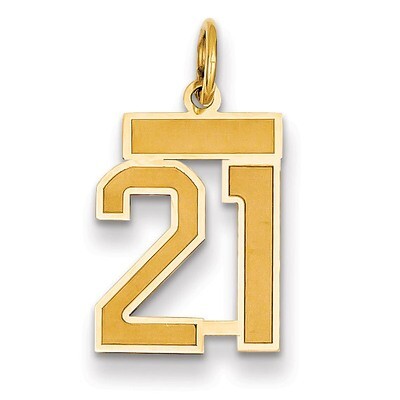 Number 21 Charm 14k Gold Small Satin  LSS21, MPN: LSS21, 883957068947