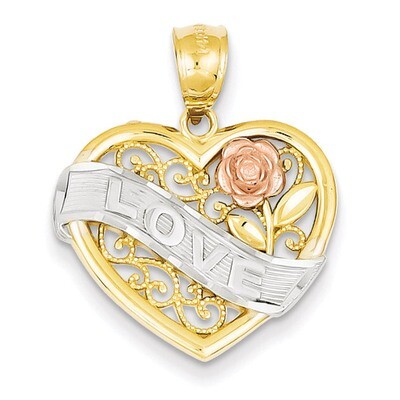 Love Heart Pendant 14k Two-Tone Gold K2580, MPN: K2580, 886774256368