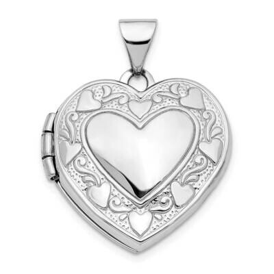 Blue Fabric Love 19mm Heart Locket Pendant 14k White Gold XL748, MPN: XL748, 886774016375
