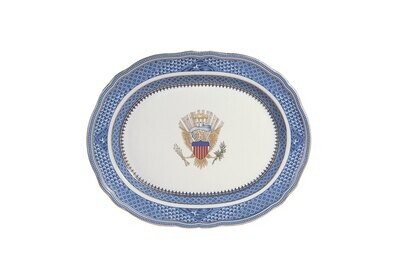 Mottahedeh Indigo Wave Platter W/Eagle S906E, MPN: S906E,