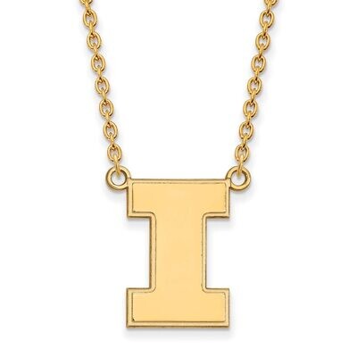 University of Illinois Large Pendant with Chain Necklace 10k Yellow Gold 1Y016UIL-18, MPN: 1Y016UIL…