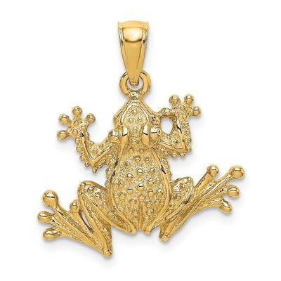 Textured Frog Charm 14k Gold 2-D K6553, MPN: K6553, 637218048823