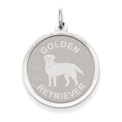 Polished Engravable Golden Retriever Disc Charm 14k White Gold XAC985, MPN: XAC985, 886774123301