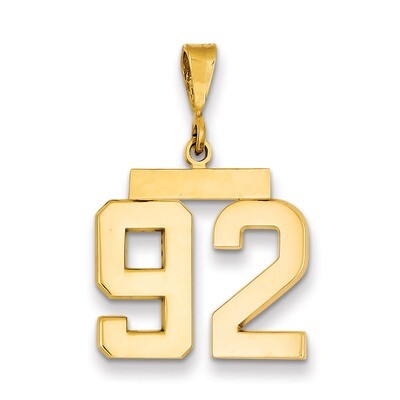 Number 92 Charm 14k Gold Medium Polished MP92, MPN: MP92, 883957136332