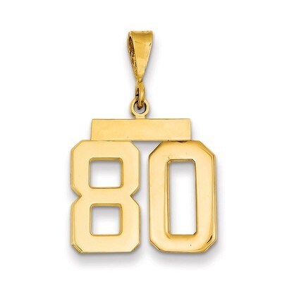 Number 80 Charm 14k Gold Medium Polished MP80, MPN: MP80, 883957136219