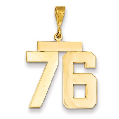 Number 76 Charm 14k Gold Large Polished LP76, MPN: LP76, 883957067841