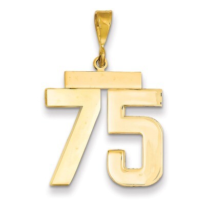 Number 75 Charm 14k Gold Large Polished LP75, MPN: LP75, 883957067834