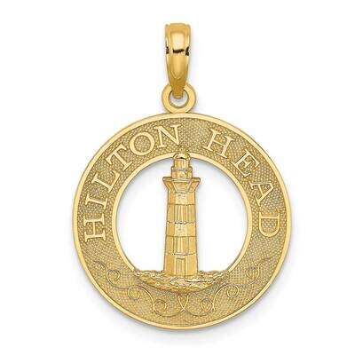 Hilton Head Round Frame with Lighthouse Charm 14k Gold K7919, MPN: K7919, 637218128600