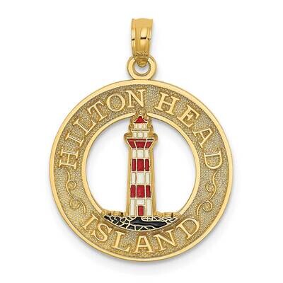 Hilton Head On Round Frame with Enamel Lighthouse Charm 14k Gold K6963, MPN: K6963, 637218133109