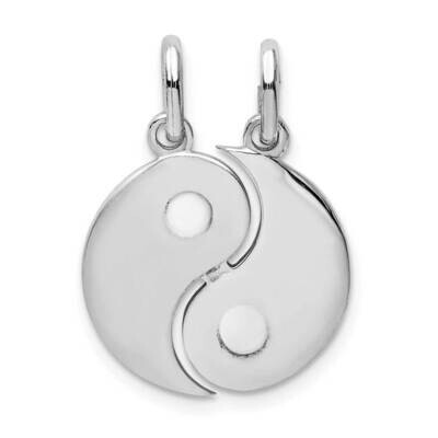 Brush &amp; Polished Yin Yang Break Apart Pendant Sterling Silver Rhodium Plated QC9502, MPN: QC9502, 8…