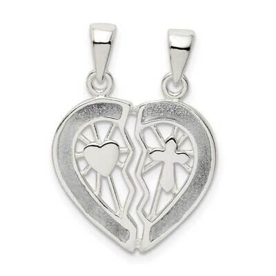 Glitter Infused Break Apart Heart Pendant Sterling Silver QC9507, MPN: QC9507, 886774086965