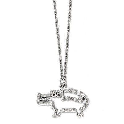 Black and White CZ Alligator Necklace Sterling Silver QCM1201-18