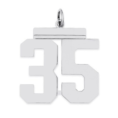 Charm Number 35 Polished Sterling Silver Large QPL35, MPN: QPL35, 191101280863