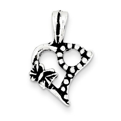 Sterling Silver Antiqued Heart Charm QC7470