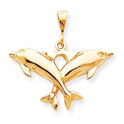 Solid Polished Twin Dolphins Charm 10k Gold 10C523, MPN: 10C523, 883957456300