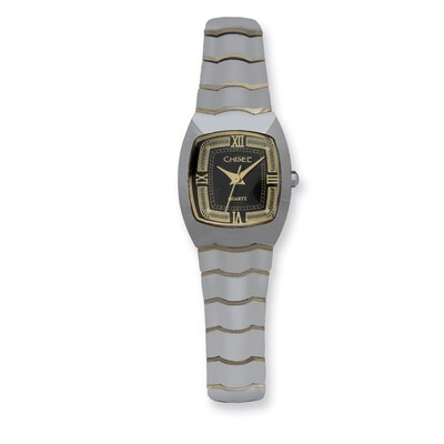 Ladies Chisel Tungsten Gold-plated Accent-Black Dial Watch TPW28