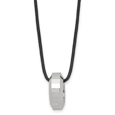 Polished Leather Cord Necklace Tungsten TUN110-18, MPN: TUN110-18, 883957894997