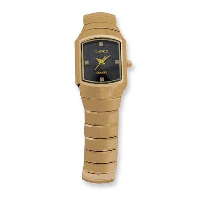 Ladies Chisel Tungsten Gold-plated Accent-Black Dial Watch TPW31