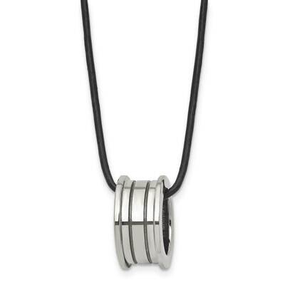 Polished Leather Cord Necklace Tungsten TUN107-18, MPN: TUN107-18, 883957894980