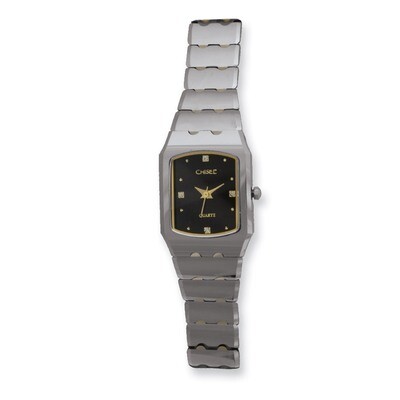 Ladies Chisel Tungsten Gold-plated Accent-Black Dial Watch TPW24