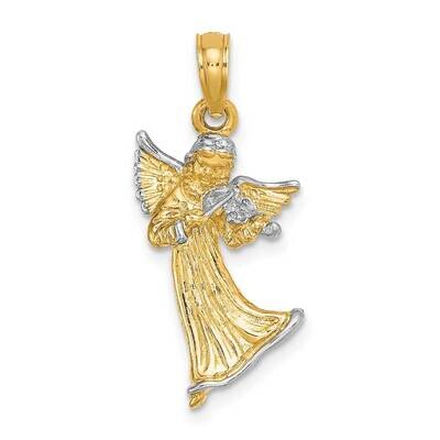 3-D Angle Playing Violin Charm 14k Gold Rhodium K9352, MPN: K9352, 637218116218