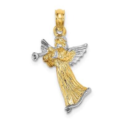 3-D Angle Playing Trumpet Charm 14k Gold Rhodium K9353, MPN: K9353, 637218116225