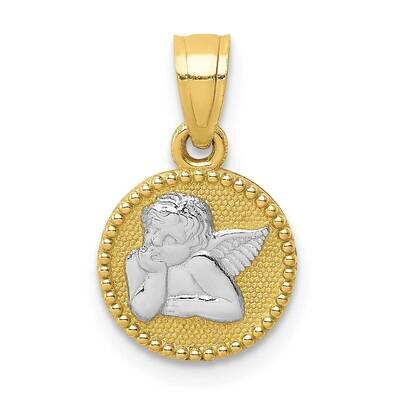 Polished &amp; Textured Angel Pendant 10k Gold with Rhodium 10C1367, MPN: 10C1367, 883957224046