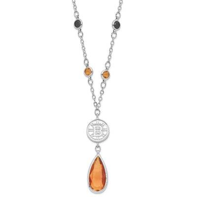 NHL Boston Bruins Crystal Drop with 3 ext Necklace Silver-tone BRI065N-CR, MPN: BRI065N-CR, 6344018…