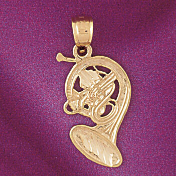 Dazzlers Jewelry French Horn Trumpet Pendant Necklace Charm Bracelet in Yellow, White or Rose Gold …