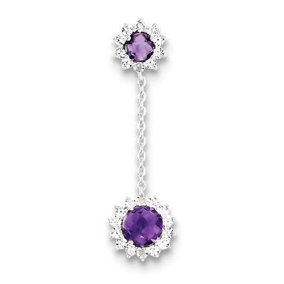 Amethyst Pendant Sterling Silver Diamond QP3091AM, MPN: QP3091AM, 883957359373