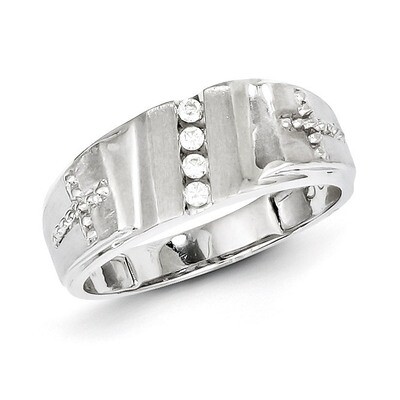Cross Men&#39;s Ring Sterling Silver Rhodium-plated Diamond QR5096, MPN: QR5096, 883957440354