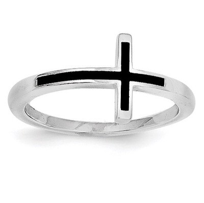 Sideways Cross Ring Sterling Silver Antiqued QR5882-7, MPN: QR5882, 191101642609