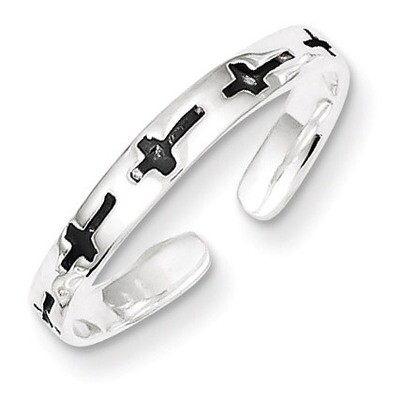 Crosses Toe Ring Antiqued Sterling Silver QR806, MPN: QR806, 883957253701