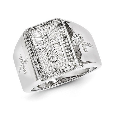 Cross Men&#39;s Ring Sterling Silver Rhodium-plated Diamond QR5103, MPN: QR5103, 883957465500