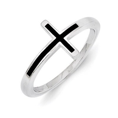 Sideways Cross Ring Sterling Silver Antiqued QR5882-6, MPN: QR5882-6, 191101642609