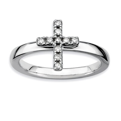 Cross Diamond Ring - Sterling Silver QSK334, MPN: QSK334, 883957280776