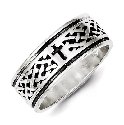 Cross &amp; Weave Design Ring Sterling Silver QR1957-10, MPN: QR1957-10, 883957185002