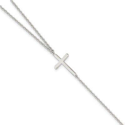 Cross Attached Ring Bracelet 7 Inch Sterling Silver Polished QG3633-7, MPN: QG3633-7, 886774258027