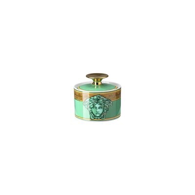 Versace Medusa Amplified Green Coin Sugar Bowl Covered, MPN: 19335-403762-14330, 790955189201