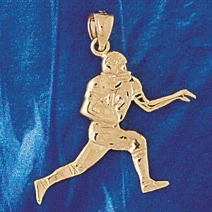 Dazzlers Jewelry Football Player Pendant Necklace Charm Bracelet in Yellow, White or Rose Gold 3196…