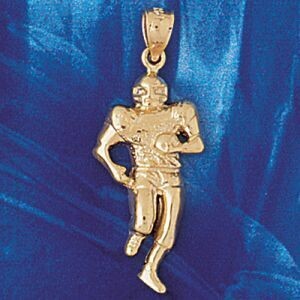 Dazzlers Jewelry Football Player Pendant Necklace Charm Bracelet in Yellow, White or Rose Gold 3195…