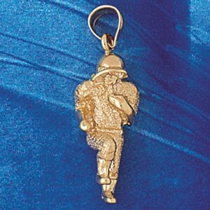 Dazzlers Jewelry Football Player Pendant Necklace Charm Bracelet in Yellow, White or Rose Gold 3194…